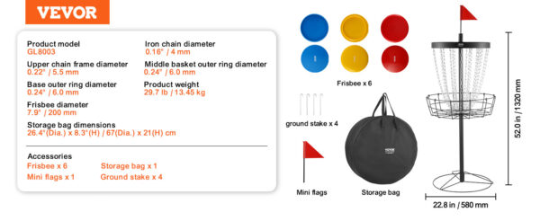 VEVOR 24-Chains Disc Golf Basket - Image 7